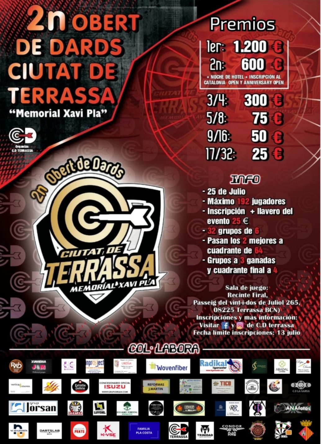 Cartel donde se anuncia el torneo y se ve una diana