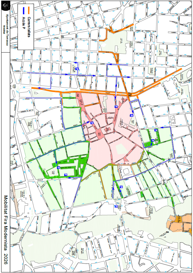Mapa dels accessos d'aparcaments Fira Modernista 2026