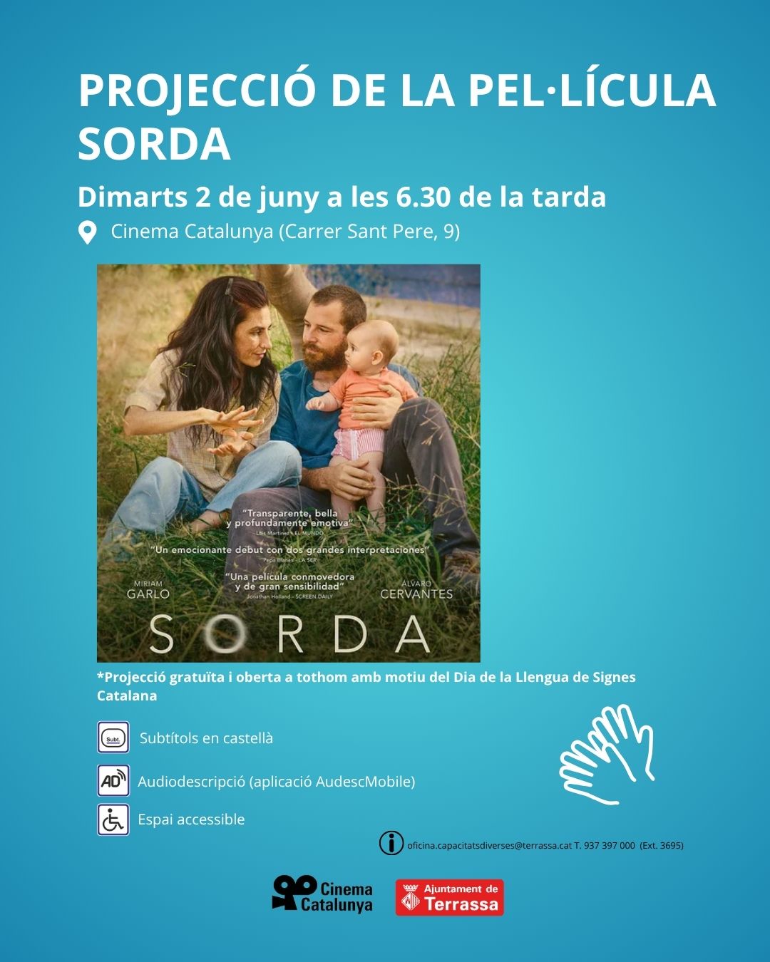 cartell de la pel·lícula sorda amb la informació que s'especifica en el text anterior